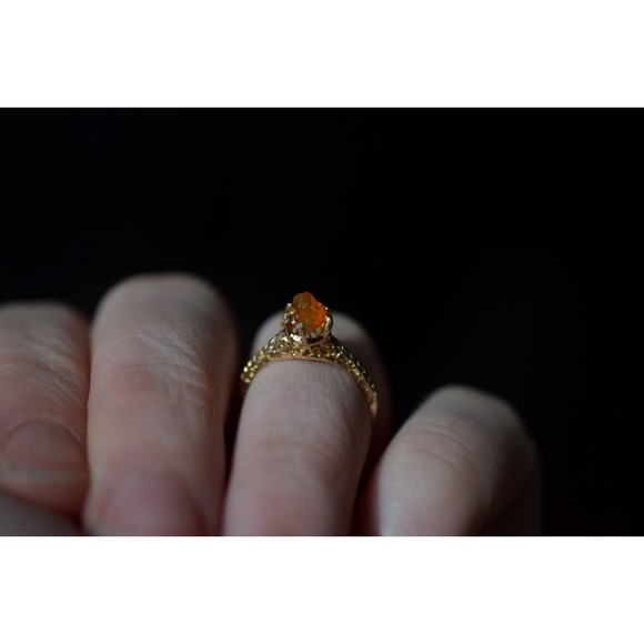 Size 5 14k Gold Opal Ring, Raw Opal Engagement Ring, Solid Gold Engageme… - Picture 2 of 8